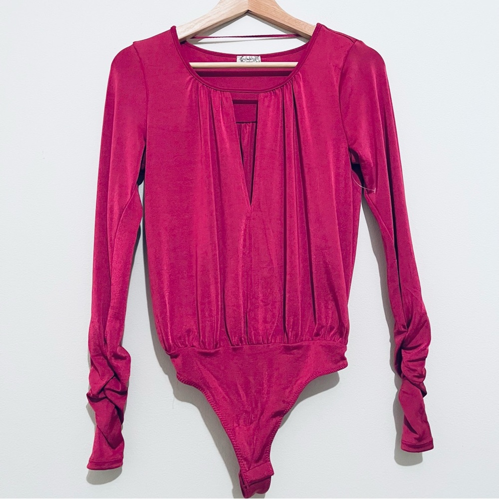 Intimately Free People Magenta Long Sleeve Bodysuit Extra Small NWOT